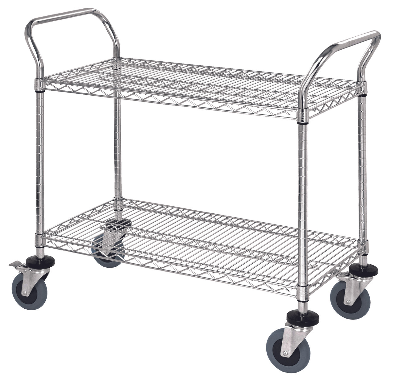 Utility Cart, conductive, 48"W x 24"D x 37-1/2"H, Chrome, 0, Carbon Steel/ESD, WRC-2448-3CO