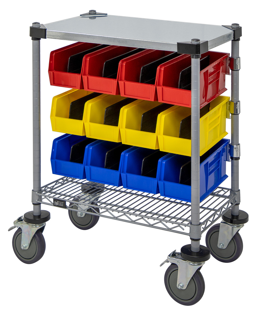 Wire Condiment Cart, 14"W x 30"D x 33"H, includes: (4) cut posts, Epoxy Coated, Gray, Black, Carbon Steel, WRC-CC1430GYBK
