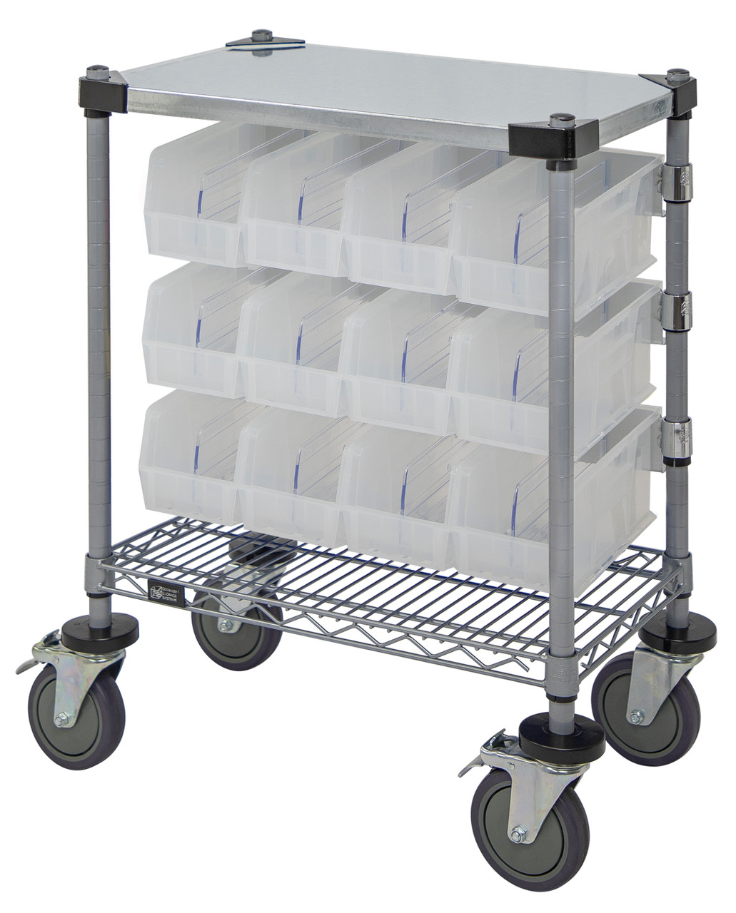 Wire Condiment Cart, 14"W x 30"D x 33"H, includes: (4) cut posts, Epoxy Coated, Gray, Clear, Carbon Steel, WRC-CC1430GYCL
