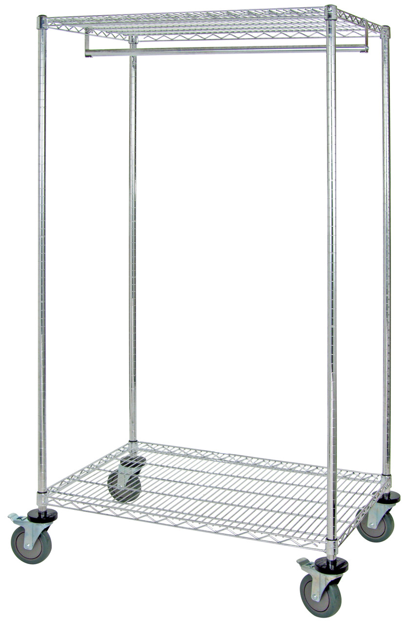 Wire Garment Rack, mobile, 48"W x 18"D x 80"H, Chrome, 0, Carbon Steel, WRCGR2-74-1848C