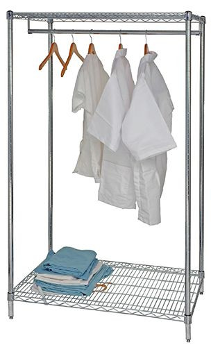 Wire Garment Rack, stationary, 48"W x 24"D x 63"H, Chrome, 0, Carbon Steel, WRGR-63-2448