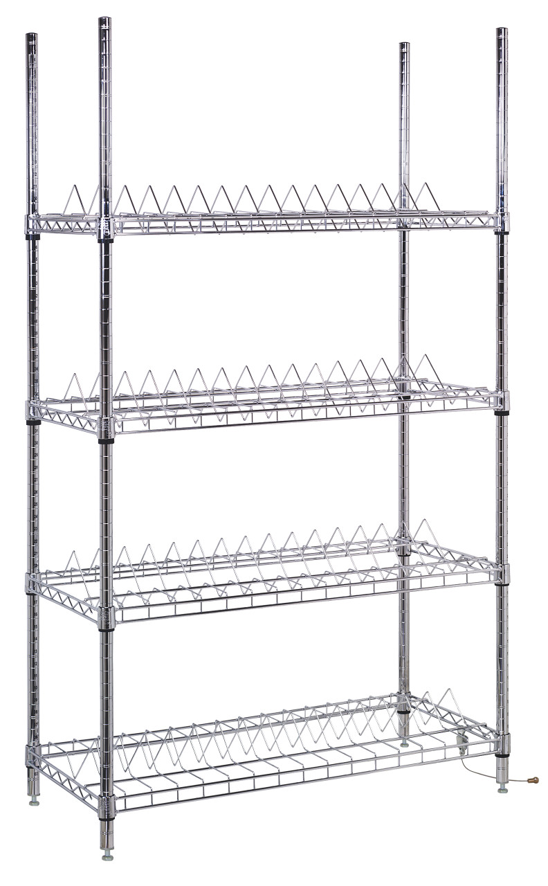 Reel Shelving Unit, 36"W x 18"D x 69"H, 400 lb. load capacity per shelf, Chrome, 0, Carbon Steel, WR-R60C