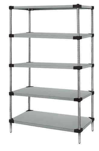 Solid Shelving Starter Kit, 60"W x 18"D x 86"H, 400 - 600 lb. capacity, Stainless, 0, Stainless, WRS5-86-1860SS