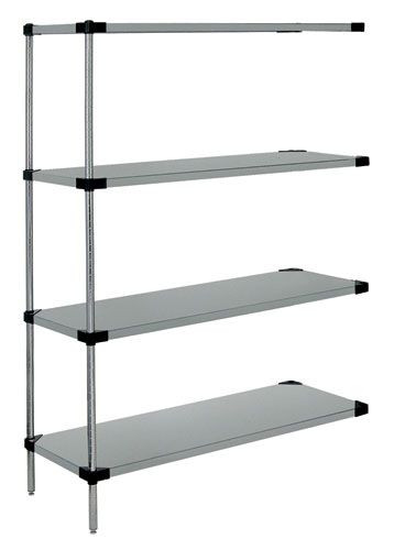 Solid Shelving Add-On Kit, 48"W x 14"D x 74"H, 300 - 600 lb. capacity, Stainless, 0, Stainless, WRSAD4-74-1448SS