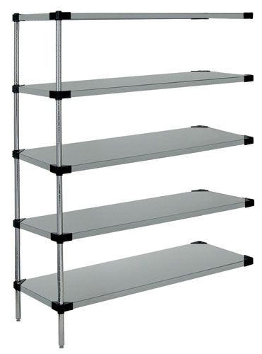 Solid Shelving Add-On Kit, 72"W x 18"D x 74"H, 300 - 600 lb. capacity, Stainless, 0, Stainless, WRSAD5-74-1872SS