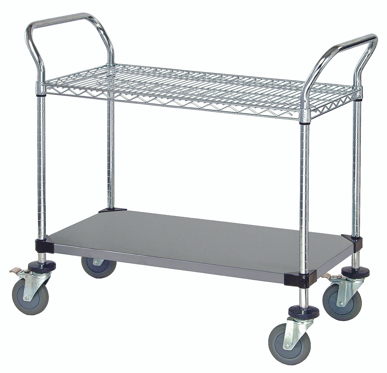 Utility Cart, 42"W x 18"D x 37-1/2"H, (1) wire shelf, Stainless, 0, Stainless, WRSC-1842SS-2S
