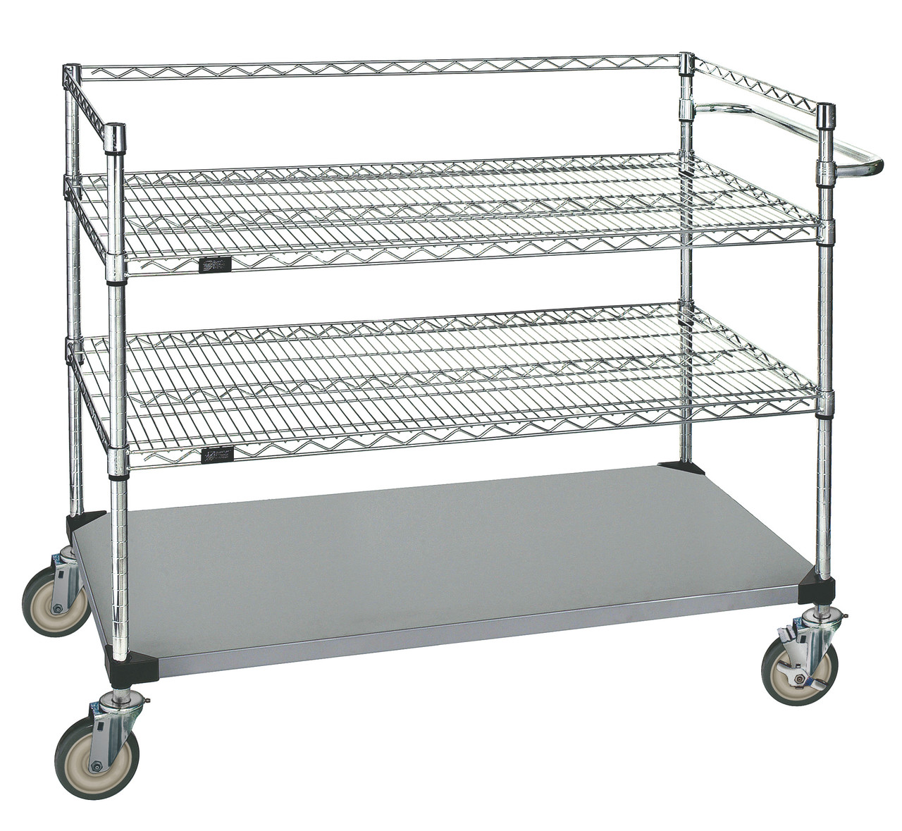 Utility Cart, 3-sided frame, 36"W x 24"D x 48"H, Stainless, 0, Stainless, WRSC3-42-2436FS