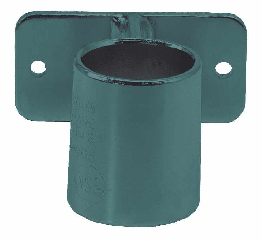 Post Wall Mount Bracket, for (1) post, green epoxy antimicrobial finish, Epoxy Coated, Green, 0, Carbon Steel, WR-WMBP