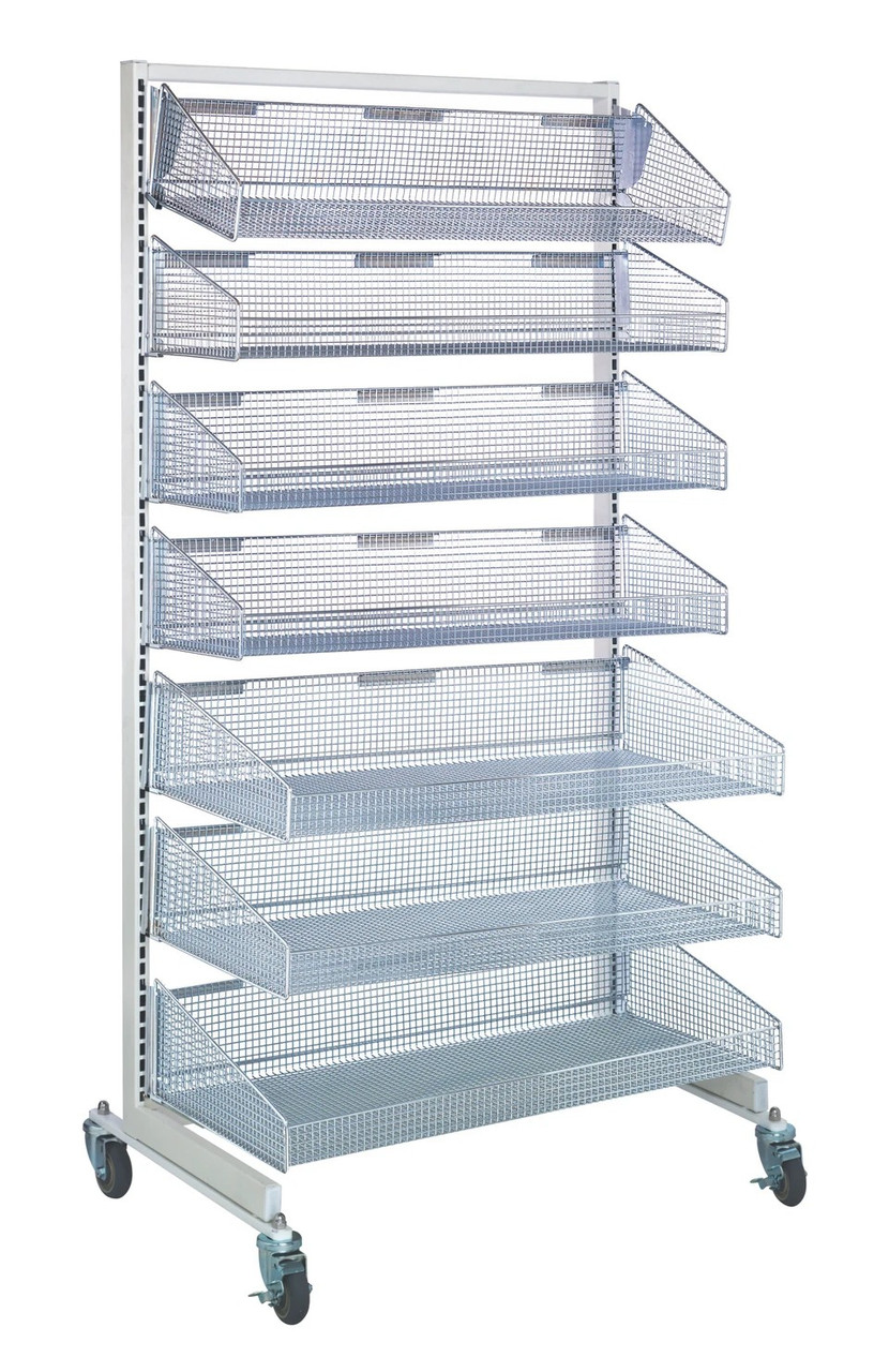 Partition wall system, 48 in. wide, 4 shallow and 3 deep wire baskets, WS-SS48LP-4S3L
