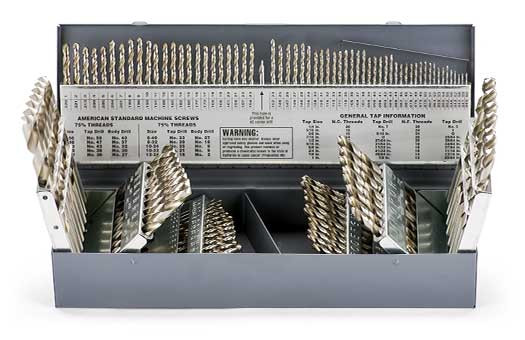 DRILL SET MASTER 1/16-1/2 X 64ths, A-Z, #1-#60 115PC JBR LGTH 118PT, HSS, BRT, MS99044  TITAN USA  SKU TITUS1-MS99044