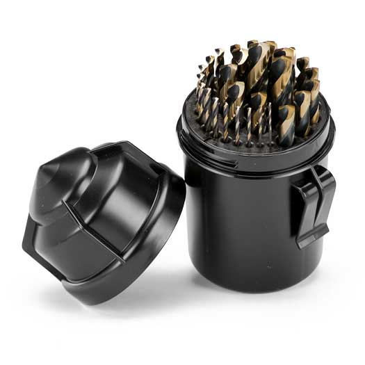 DRILL SET 1/16-1/2 X 64ths 29PC JBR LGTH 135PT, HSS, B&G, HD WITH/PLASTIC CASE, MS99431  TITAN USA  SKU TITUS1-MS99431