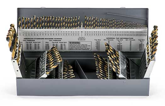 DRILL SET MASTER 1/16-1/2 X 64ths, A-Z, #1-#60 115PC JBR LGTH 135PT, HSS, B&G, HD, MS99046  TITAN USA  SKU TITUS1-MS99046