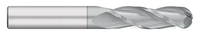 1.0000" (1) Cutter DIA x 2.2500" (2-1/4) Length of Cut Carbide Ball End Mill, 3 Flutes, TiCN Coated
