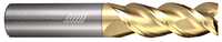 3 FL - Square - 45° Helix - 0.2500" (1/4) Cutter DIA x 0.2500" (1/4) Shank DIA x 2.0000" (2) LOC x 4.0000" (4) OAL  - ZPLUS Coated