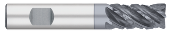 0.5000" (1/2) Cutter DIA x 0.0150" (1/64) Radius x 1.2500" (1-1/4) Length of Cut Carbide Variable Index Corner Radius End Mill Chipbreaker, 5 Flutes, ALCRO-Max Coated