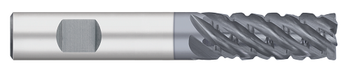 0.7500" (3/4) Cutter DIA x 0.0600" Radius x 1.6250" (1-5/8) Length of Cut Carbide Variable Index Corner Radius End Mill Chipbreaker, 6 Flutes, ALCRO-Max Coated