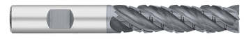 0.5000" (1/2) Cutter DIA x 0.0600" Radius x 2.0000" (2) Length of Cut Carbide Variable Index Corner Radius End Mill Chipbreaker, 4 Flutes, ALCRO-Max Coated