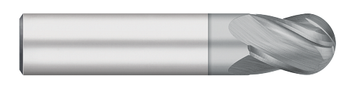 0.0156" (1/64) Cutter DIA x 0.0230" Length of Cut Carbide Ball End Mill, 4 Flutes, TiCN Coated