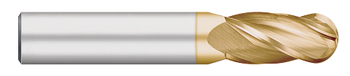 0.0156" (1/64) Cutter DIA x 0.0313" Length of Cut Carbide Ball End Mill, 4 Flutes, TiN Coated