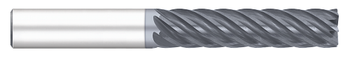 0.2500" (1/4) Cutter DIA x 0.0150" (1/64) Radius x 1.1250" (1-1/8) Length of Cut Carbide Variable Index Corner Radius End Mill, 7 Flutes, ALCRO-Max Coated