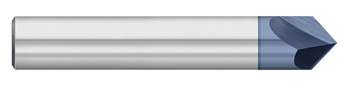0.3125" (5/16) Shank DIA x 120° Included Angle x 2.5000" (2-1/2) Overall Length X 0.0100" Tip DIA Carbide Pointed Chamfer Mill, 2 Flutes, AlTiN Coated