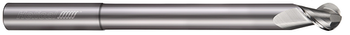 2 FL - Ball - 45° Helix - 0.1250" (1/8) Cutter DIA x 0.1250" (1/8) Shank DIA x 0.1562" (5/32) LOC x 3.0000" (3) OAL x 0.5000" (1/2) Reach - Uncoated