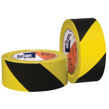 Shurtape VP 415 black and yellow warning stripe tape, 4-roll pack