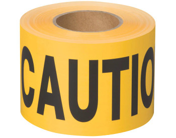 Shurtape BT 100 yellow barricade tape, 3 in x 1000 ft roll