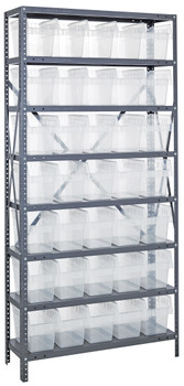 Shelving Unit, 12"D x 36"L x 75"H, heavy duty, Galvanized, Clear, Carbon Steel, 1275-SB802CL