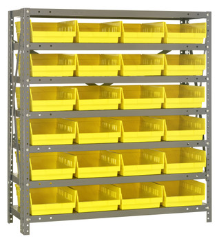 Shelving Unit, 18"D x 36"L x 39"H, heavy duty, Galvanized, Yellow, Carbon Steel, 1839-108YL