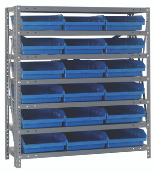 Shelving Unit, 18"D x 36"L x 39"H, heavy duty, Galvanized, Blue, Carbon Steel, 1839-110BL