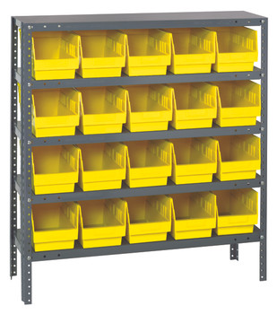 Shelving Unit, 18"D x 36"L x 39"H, heavy duty, Galvanized, Yellow, Carbon Steel, 1839-204YL