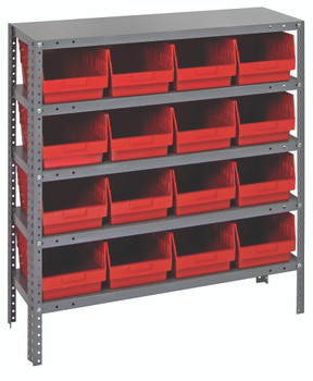 Shelving Unit, 18"D x 36"L x 39"H, heavy duty, Galvanized, Red, Carbon Steel, 1839-208RD