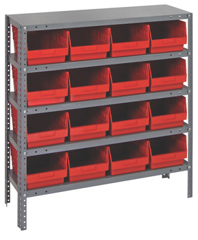 Shelving Unit, 18"D x 36"L x 39"H, heavy duty, Galvanized, Red, Carbon Steel, 1839-208RD