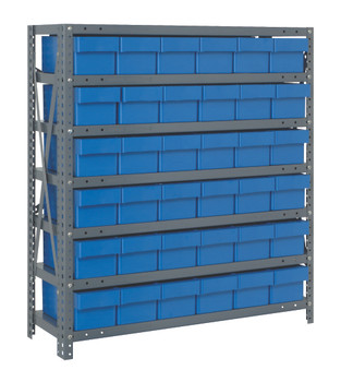Shelving Unit, 18"D x 36"L x 39"H, heavy duty, Galvanized, Blue, Carbon Steel, 1839-602BL