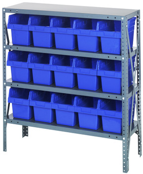 Shelving Unit, 18"D x 36"L x 39"H, heavy duty, Galvanized, Blue, Carbon Steel, 1839-SB804BL