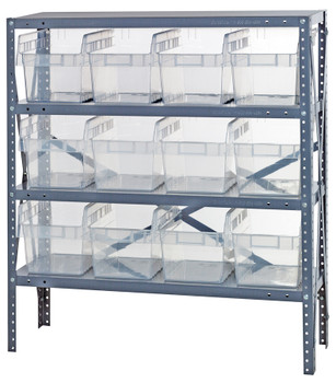 Shelving Unit, 18"D x 36"L x 39"H, heavy duty, Galvanized, Clear, Carbon Steel, 1839-SB808CL