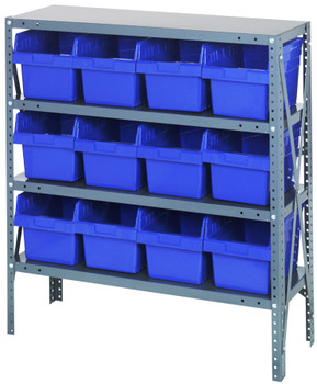 Shelving Unit, 18"D x 36"L x 39"H, heavy duty, Galvanized, Red, Carbon Steel, 1839-SB808RD