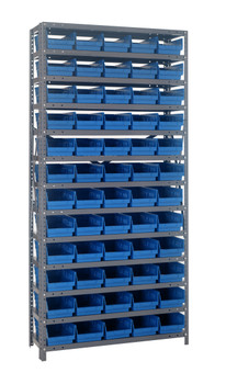 Shelving Unit, 18"D x 36"L x 75"H, heavy duty, Galvanized, Blue, Carbon Steel, 1875-104BL