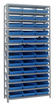 Shelving Unit, 18"D x 36"L x 75"H, heavy duty, Galvanized, Blue, Carbon Steel, 1875-110BL