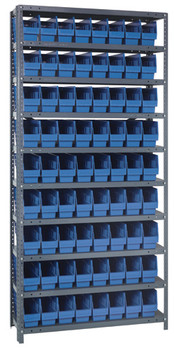 Shelving Unit, 18"D x 36"L x 75"H, heavy duty, Galvanized, Blue, Carbon Steel, 1875-203BL