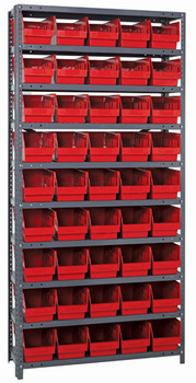Shelving Unit, 18"D x 36"L x 75"H, heavy duty, Galvanized, Red, Carbon Steel, 1875-204RD