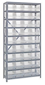Shelving Unit, 18"D x 36"L x 75"H, heavy duty, Galvanized, Clear, Carbon Steel, 1875-208CL