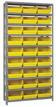 Shelving Unit, 18"D x 36"L x 75"H, heavy duty, Galvanized, Yellow, Carbon Steel, 1875-210YL