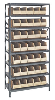 Shelving Unit, 18"D x 36"L x 75"H, heavy duty, Galvanized, Ivory, Carbon Steel, 1875-461IV
