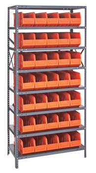 Shelving Unit, 18"D x 36"L x 75"H, heavy duty, Galvanized, Orange, Carbon Steel, 1875-461OR