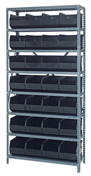Shelving Unit, 18"D x 36"L x 75"H, heavy duty, Galvanized, Black, Carbon Steel, 1875-463BK