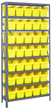 Shelving Unit, 18"D x 36"L x 75"H, heavy duty, Galvanized, Yellow, Carbon Steel, 1875-SB804YL