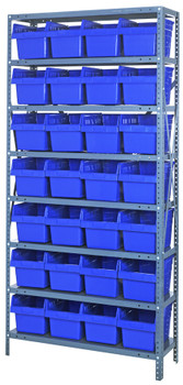 Shelving Unit, 18"D x 36"L x 75"H, heavy duty, Galvanized, Red, Carbon Steel, 1875-SB808RD