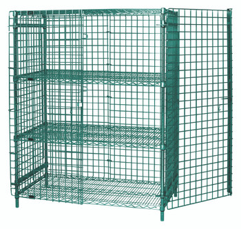 Security Unit, stationary, 36"W x 24"D x 63"H, Epoxy Coated, Green, 0, Carbon Steel, 2436-63SECP-2